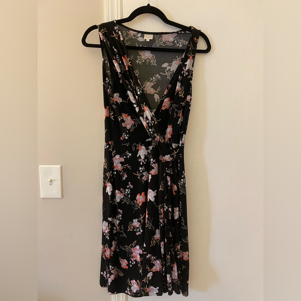 Kaileigh Black Floral Faux Wrap Dress - Women’s Size Large